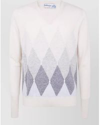 Ballantyne - V Neck Pullover Argyle Ribbed Cuffs Hem - Lyst