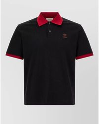 Versace - Cotton Piqué Short-Sleeve Polo Shirt - Lyst