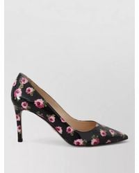 Prada - Leather Floral-Print Stiletto Pumps - Lyst