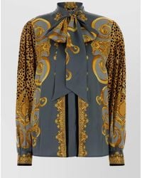 Versace - Silk Printed Long-Sleeve Shirt - Lyst