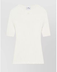 Courreges - Ribbed Short-Sleeve Crewneck Knitted Top - Lyst