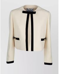 Prada - Trimmed Cropped Jackets With Pockets And Buttons - Lyst