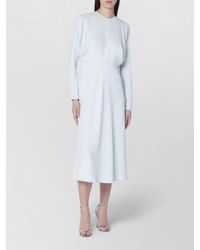 Victoria Beckham - Midi Dress With Long Sleeves Round Neckline - Lyst