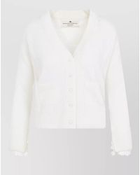 Ermanno Scervino - Lace Trim V Neck Chunky Knit Cardigan - Lyst