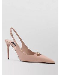 Dolce & Gabbana - Leather Pumps Metal Dg Logo Slingback - Lyst