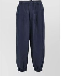 Emporio Armani - Cotton Blend Trousers Elastic Cuffs Waistband - Lyst