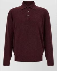 Brunello Cucinelli - Cashmere Long-Sleeve Polo Sweater - Lyst