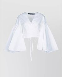 Jacquemus - Cotton V-Neck Wrap Blouse - Lyst