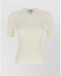Fendi - Knitwear Crew Neck Short Sleeves Ribbed Texture - Lyst