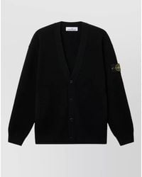 Stone Island - Knit Cardigan V Neck Long Sleeves Pockets - Lyst