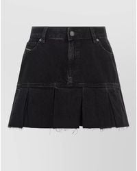 DIESEL - Denim Low-Rise Pleated Mini Skirt - Lyst