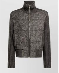 Dolce & Gabbana - Virgin Wool Blend Padded Houndstooth Bomber Jacket - Lyst