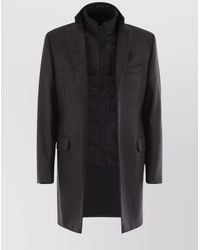 Fay - Double Breasted Long Coat Flap Pockets - Lyst