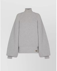 Balmain - Virgin Wool Ribbed Batwing Turtleneck Jumper - Lyst