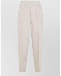 Peserico - Linen Straight Leg Trousers Piped Rolled Hem - Lyst