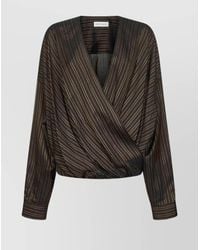 Dries Van Noten - Striped Cupro Draped Blouse - Lyst
