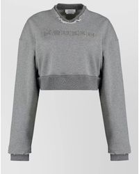 McQueen - Cotton Cropped Logo Sweatshirt - Lyst