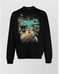 Versace - Cotton Regular-Fit Graphic-Print Logo-Print Crewneck Sweatshirt - Lyst