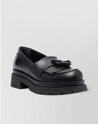 P.A.R.O.S.H. - Leather Loafers With Tassel Detail And Low Heel - Lyst