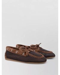 Miu Miu - Mesh Suede Deck Style Summer Loafers - Lyst