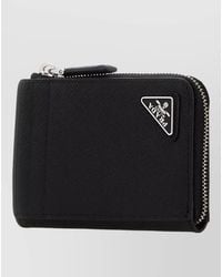 Prada - Leather Card Holder Textured Finish Design - Lyst
