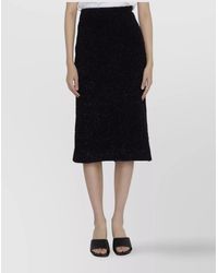 Balenciaga - Cotton Blend Tweed Midi Skirt - Lyst