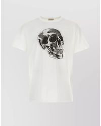 McQueen - Ribbed Crew-Neck Skull-Print T-Shirt - Lyst