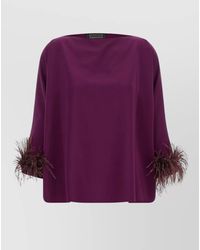 Gianluca Capannolo - Laura Blouse Boat Neck Feather Detail - Lyst