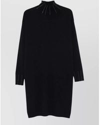 Fabiana Filippi - High Neck Embellished Knit Knee Length Dress - Lyst