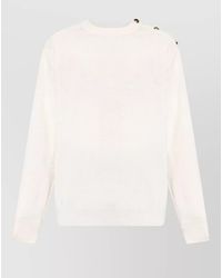 Balmain - Crew Neck Top Button Detail Ribbed Trim - Lyst