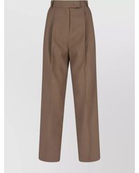 Frankie Shop - Straight Trousers With Belt Loops And Pleated Front - Lyst