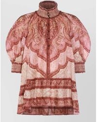 Zimmermann - Silk Paisley Print High Neck Long Sleeve Blouse - Lyst