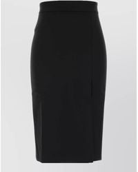 ANDAMANE - High Waisted Stretch Gabardine Skirt Slit - Lyst