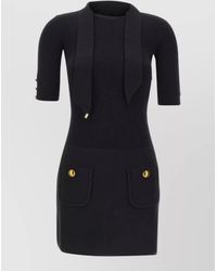 Elisabetta Franchi - Knit Dress Knee Length Short Sleeves - Lyst
