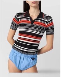 Roberto Collina - Cotton Blend Striped Polo Shirt - Lyst
