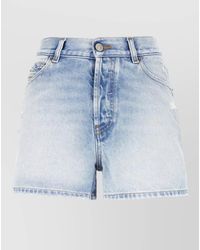 DIESEL - Denim Shorts Belt Loops Pockets Distressed Detailing - Lyst