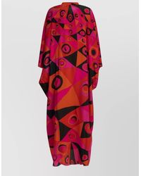 PUCCI - Silk Printed V-Neck Long-Sleeve Caftan Dress - Lyst