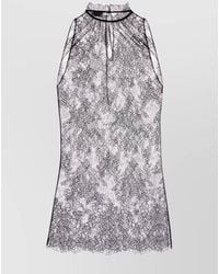 McQueen - Sheer Lace Sleeveless Top With Keyhole Detail - Lyst