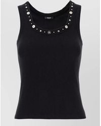 Versace - Ribbed Studded Decorative Button Top - Lyst