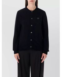 COMME DES GARÇONS PLAY - Wool Crystal Embellished Round Neck Cardigan - Lyst