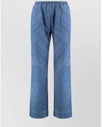 Pinko - Printed Cotton Wide-Leg Trousers - Lyst