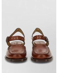 Hereu - Slingback Moccasin Sandals Block Heel Square Toe - Lyst