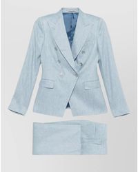 Tagliatore - Linen Double Breasted Tailored Suit Jacket - Lyst