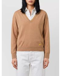 Celine - Cashmere V-Neck Ribbed Hem Regular-Fit Sweater - Lyst