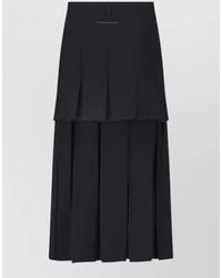 MM6 by Maison Margiela - Virgin Wool Pleated Asymmetric Midi Skirt - Lyst