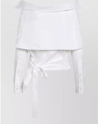 Balenciaga - Cotton Off-The-Shoulder Wrap Cropped Blouse - Lyst