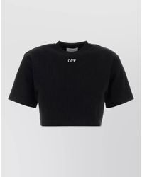 Off-White c/o Virgil Abloh - Cropped Stretch Cotton Ribbed T Shirt - Lyst