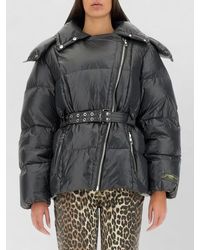 Ganni - Nylon Jacket Belted Waist High Collar - Lyst