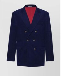 Brunello Cucinelli - Wool Silk Cashmere Double-Breasted Corduroy Blazer - Lyst