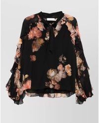 Zimmermann - Fluttering Floral Blouse Sheer Long Sleeves - Lyst
